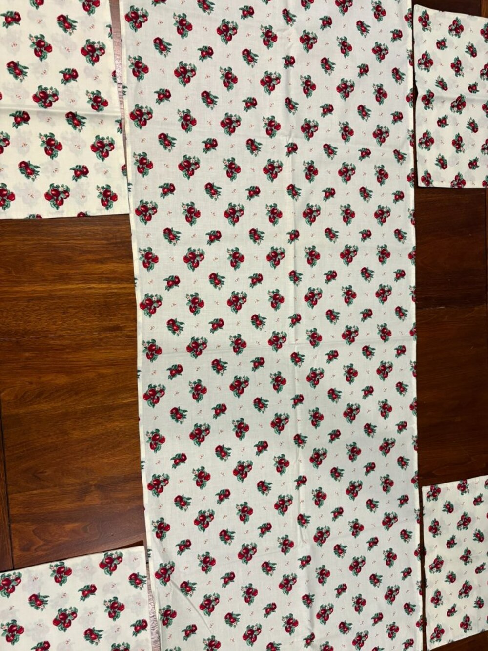 Apple table runner and 4 cloth napkins, Homemade